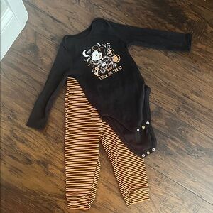 Jumping Bean Disney Mickey Halloween  Bodysuit and Striped Pants Set